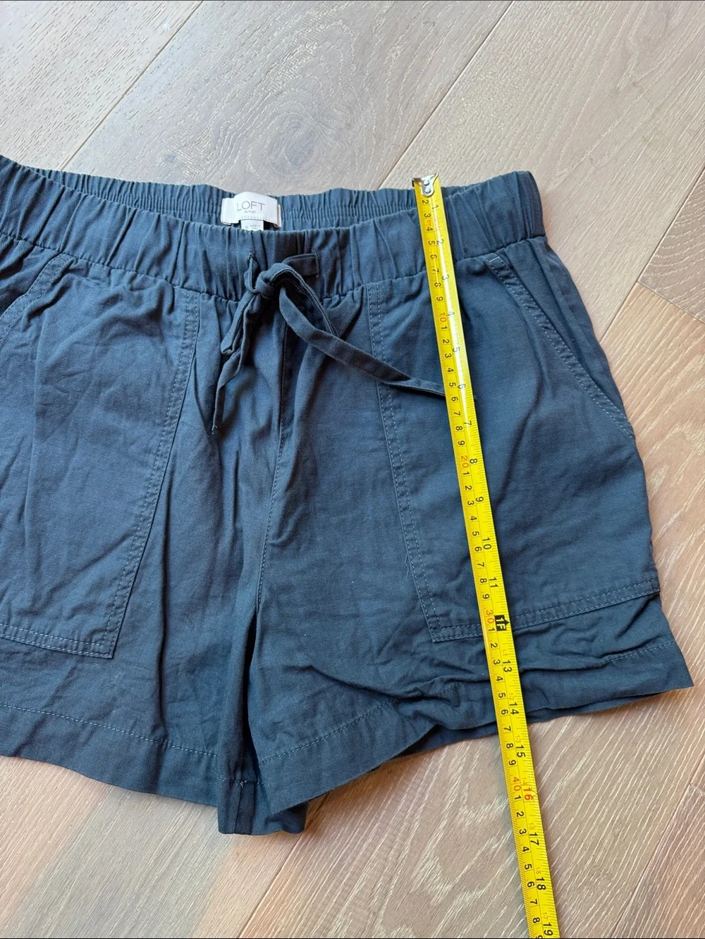 Women's Pull-On Drawstring Shorts - Black & Blue/Gray - Picture 6 of 6